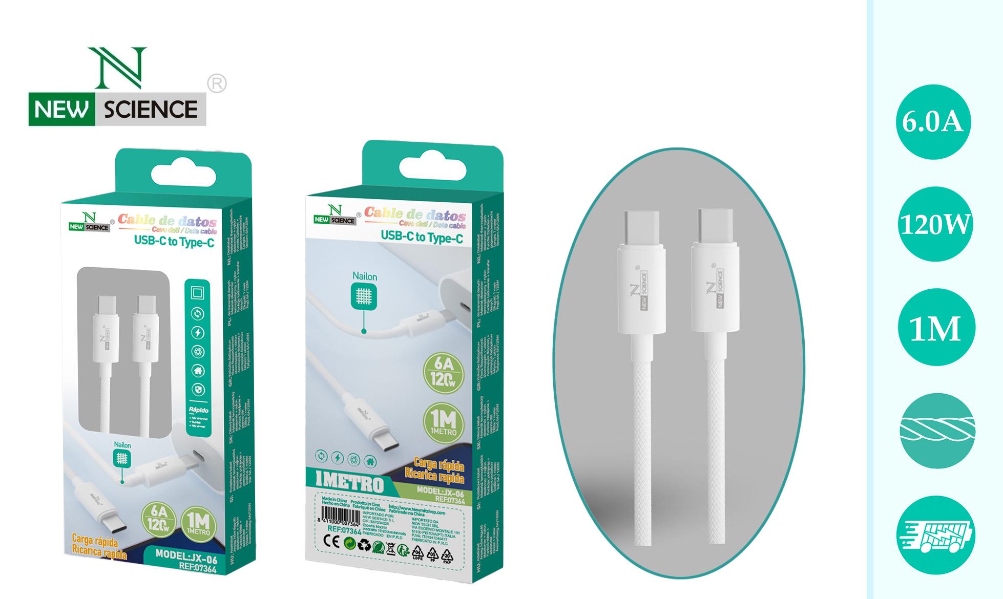 New Science PD120W USB-C Cable 6A Super Fast Charging Cable Data Transfer Type C Cable
